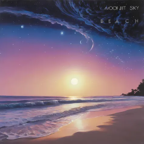 a vinyl album with, vinyl, record jacket, vinyl cover from 1988, album cover art, top-rated, top - rated, 80s, album art,
Moonlit beach, gentle waves, bioluminescent sand, glowing starry sky, Astral plane, swirling cosmic energy, floating stars, shifting galaxies