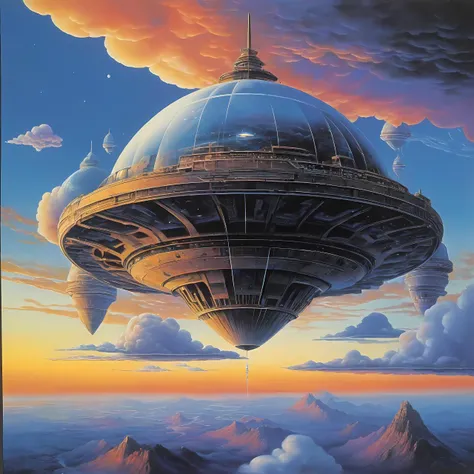 a vinyl album with, vinyl, record jacket, vinyl cover from 1988, album cover art, top-rated, top - rated, 80s, album art,
Dimension rift, fractal landscapes, shifting colors, floating shards of reality, Cloud city, floating platforms, airships docking, soft sunlight through clouds