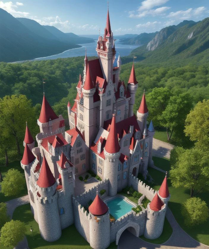 the castle paradise, super highly detailed, HD quality, 8k resolution, cinematic,