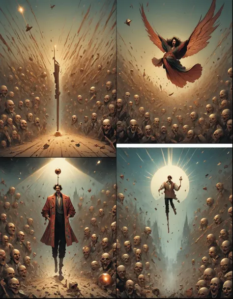 score_9, score_8_up, score_7_up, score_6_up, score_5_up, score_4_up, 2 comic panels, no humans, party time, excellent, existentialism, poltergeists, beetlejuice , surrealism, rainbows in hell, specular highlights, specular reflection, cinematic angle, dall3pnyxl , <lora:Dalle3CmcPnyXL:1>