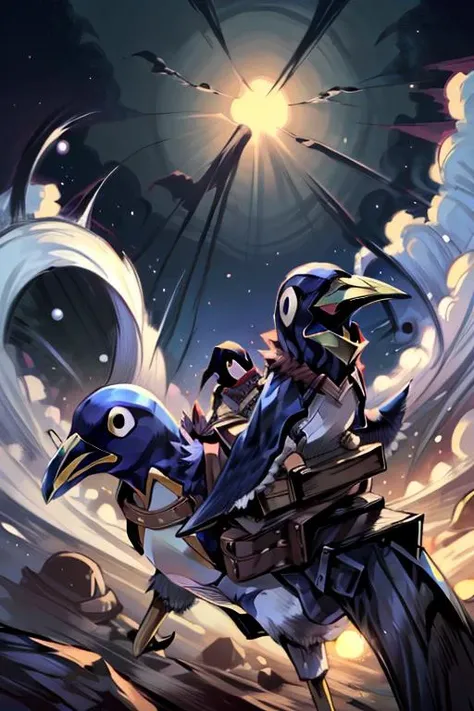 (masterpiece, best quality, highres, absurdres, ultra-detailed:1.2), ((1girl, solo, Asagi, short black hair, black eyes, AsGear, hairclip. fur-trimmed coat, thighhighs, black shorts, belt, fingerless gloves, cleavage, white fur collar, looking away, excited)), <lora:Asagi-10:0.45> <lora:riding_a:0.7> (Asagi riding on a penguin, prinny:1.4) (by Prinny-10:1.3) <lora:Prinny-10:0.75>, <lora:add_detail_v1:0.85> <lora:LowRA:0.4>