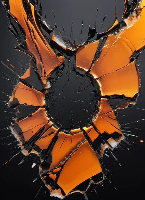 abstraction, broken, glass, orangeblack, 8k, F2.8, RAW Photo, ultra detailed, real life, <lora:Orange__Black:1> <lora:xl_more_art-full_v1:0.5>