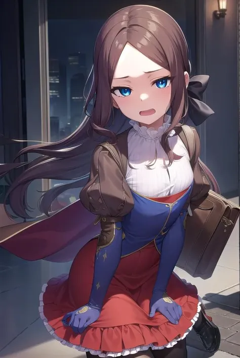 leonardodavinci, <lora:leonardodavincirider-lora-nochekaiser:1>,
leonardo da vinci rider, blue eyes, brown hair, long hair, parted bangs, (small breasts:1.2), <lora:smirkingeye_v100:1>, <lora:smirkingmouth_v100:1>, open mouth,
BREAK black footwear, brown jacket, elbow gloves, gloves, jacket, loafers, metal gloves, pantyhose, red skirt, shoes, skirt, puffy sleeves, thighhighs, blue thighhighs,
BREAK looking at viewer, full body, upper body,
BREAK indoors,
BREAK <lyco:GoodHands-beta2:1>, (masterpiece:1.2), best quality, high resolution, unity 8k wallpaper, (illustration:0.8), (beautiful detailed eyes:1.6), extremely detailed face, perfect lighting, extremely detailed CG, (perfect hands, perfect anatomy),