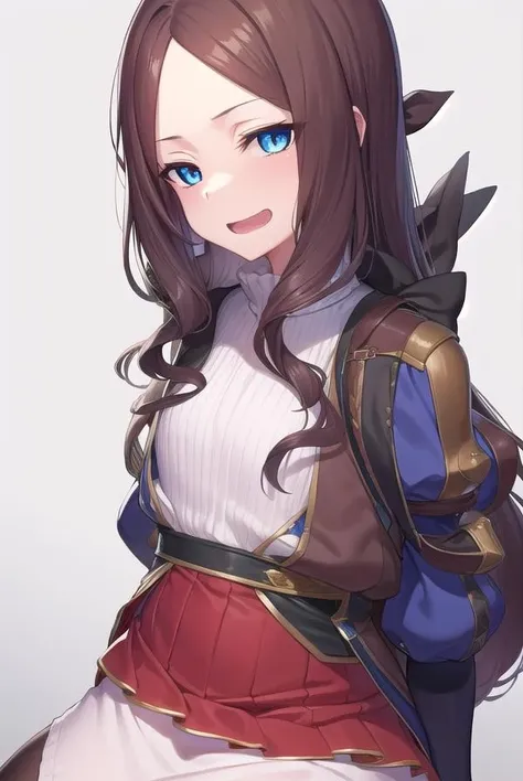 leonardodavinci, <lora:leonardodavincirider-lora-nochekaiser:1>,
leonardo da vinci rider, blue eyes, brown hair, long hair, parted bangs, (small breasts:1.2), <lora:smirkingeye_v100:1>, <lora:smirkingmouth_v100:1>, open mouth, smile,
BREAK black footwear, brown jacket, elbow gloves, gloves, jacket, loafers, metal gloves, pantyhose, red skirt, shoes, skirt, puffy sleeves, thighhighs, blue thighhighs,
BREAK looking at viewer, full body, upper body,
BREAK indoors,
BREAK <lyco:GoodHands-beta2:1>, (masterpiece:1.2), best quality, high resolution, unity 8k wallpaper, (illustration:0.8), (beautiful detailed eyes:1.6), extremely detailed face, perfect lighting, extremely detailed CG, (perfect hands, perfect anatomy),