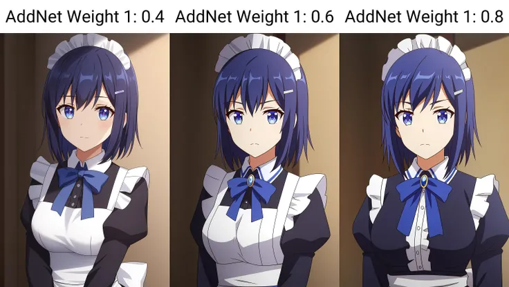 serina, 1girl, solo, breasts, looking_at_viewer, short_hair, bangs, blue_eyes, hair_ornament, long_sleeves, bow, ribbon, closed_mouth, blue_hair, upper_body, frills, alternate_costume, hairclip, medium_hair, apron, maid, maid_headdress, blue_ribbon, brown_background, enmaided