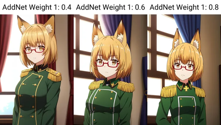 kaede, 1girl, solo, looking_at_viewer, short_hair, bangs, blonde_hair, animal_ears, brown_eyes, closed_mouth, jacket, yellow_eyes, upper_body, glasses, indoors, uniform, animal_ear_fluff, military, fox_ears, window, military_uniform, buttons, frown, cross, curtains, semi-rimless_eyewear, red-framed_eyewear, epaulettes, under-rim_eyewear, green_jacket, double-breasted