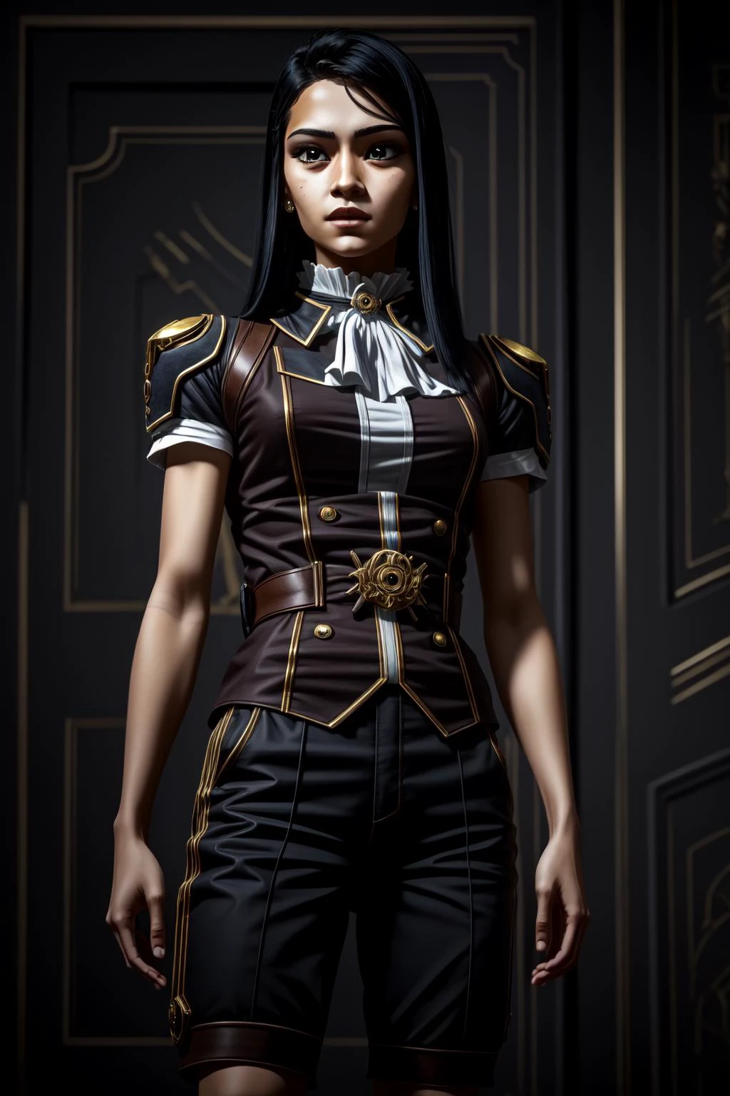 (masterpiece, best quality), intricate details,
1girl,
<lora:Elixir:0.4> <lora:GoodHands-vanilla:0.4> <lora:more_details:0.4> <lora:LowRA:0.3> dark theme,
<lora:Arcane-Caitlyn-v1.0:0.8> c41t, uniform, 1girl, casual clothing,