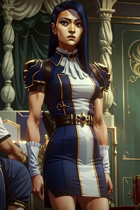 masterpiece, best quality, <lora:Arcane-Caitlyn-v1.0:1>,1girl, c41t, full body, uniform