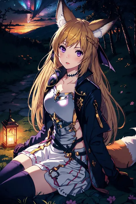 cave, mysterious, dimly lit, stalactites, pond, rugged terrain, ethereal glow, 1girl, hooded cloak, cat ears, tail, corset, medium breasts, cleavage, navel, midriff, bodysuit, glare, <lyco:STYLE-Ke-Ta_v1.1.6:1>