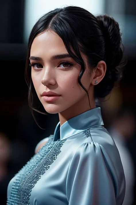 photo of beautiful (brmarqu3z1n3:0.99), a woman in a (movie premiere gala:1.1), perfect hair upsweep updo, wearing Cornflower Blue (blouse:1.1), ((English Major:1.1)), (seductive pose), modelshoot style, (extremely detailed CG unity 8k wallpaper), professional majestic (photography by helmut newton:1.1), (Leica M3 Double Stroke Camera), 24mm, exposure blend, hdr, faded, extremely intricate, High (Detail:1.1), Sharp focus, dramatic, soft cinematic light, (looking at viewer), (detailed pupils), (upper body), 4k textures, elegant, ((((cinematic look)))), soothing tones, insane details, hyperdetailed, low contrast