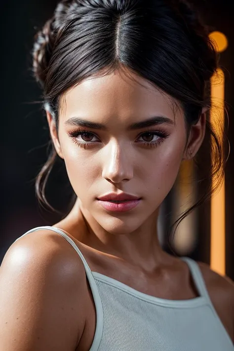 photo of beautiful (brmarqu3z1n3:0.99), a woman in a (movie premiere gala:1.1), perfect hair upsweep updo, wearing Lilac (track suit:1.1), ((Shabby Chic:1.1)), (seductive), (painted lips), modelshoot style, (extremely detailed CG unity 8k wallpaper), professional majestic (photography by richard avedon:1.1), (Konica Hexar AF Camera), 24mm, exposure blend, hdr, faded, extremely intricate, High (Detail:1.1), Sharp focus, dramatic, soft cinematic light, (looking at viewer), (detailed pupils), (upper body), 4k textures, elegant, ((((cinematic look)))), soothing tones, insane details, hyperdetailed, low contrast