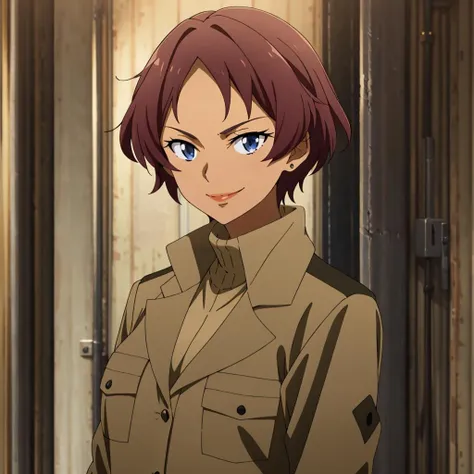 masterpiece,highres,high quality,extremely detailed,solo,
<lora:ShidenIida001:0.7>,looking at viewer,smile,
ShidenIida,1girl,
military uniform,jacket,turtleneck shirt,