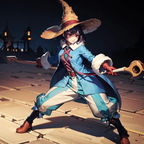 wideshot, full body, 1girl, bmcostume, holding wooden staff, battle stance,
<lora:BlackMageCostumeV1:1>