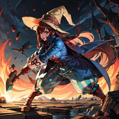 wideshot, full body, 1girl, bmcostume, holding wooden staff, battle stance,
<lora:BlackMageCostumeV1:1>