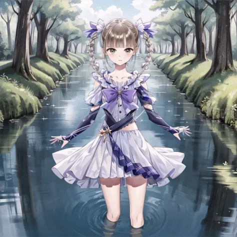 high quality, best quality, masterpiece, absurdres, yuzu, reflector, 1girl,  <lora:shijou-000004:0.75>, forest