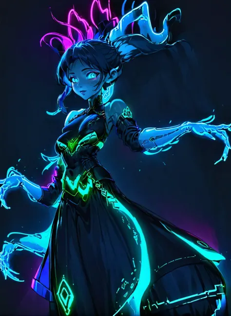 <lora:Banshee XL:0.75> Banshee <lora:Neon_Style_XL:1> neon_style, HD