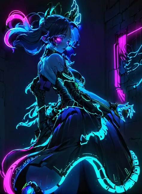 <lora:Banshee XL:0.75> Banshee <lora:Neon_Style_XL:1> neon_style, HD