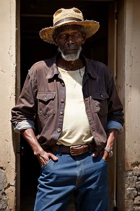 portrait of a poor old man in a , (Cuban male, 60 years old, old skin, brown eyes, dark skin:1.4, skinny),(smiling), scarecrow,
dirty, slim, old clothes, (masterpiece, best quality, intricate details, highly detailed:1.2), full body photo of a farmer man, (trousers:1.2), shirt, outdoors, sunlight, Havana city background,