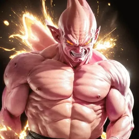 Realistic Majin Buu of Dragon Ball,full body,, Masterpiece, award winning photo, extremely detailed, amazing, fine detail, extremely detailed eyes and face,  nikon d850 film stock photograph 4 kodak portra 400 camera f1.6 lens rich colors hyper realistic lifelike texture dramatic lighting cinestill 800 tungsten