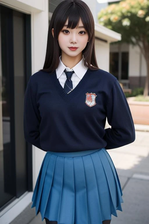 （best qualtiy，4K，tmasterpiece：1.2），Pretty women，1girll，Raised sexy：1.1，Dark yellow hair：1.1，Woman in school uniform，Soaked black school uniform，Super detailed face，Detailed lips，A detailed eye，二重まぶた，White miniskirt black stockings，Stand up