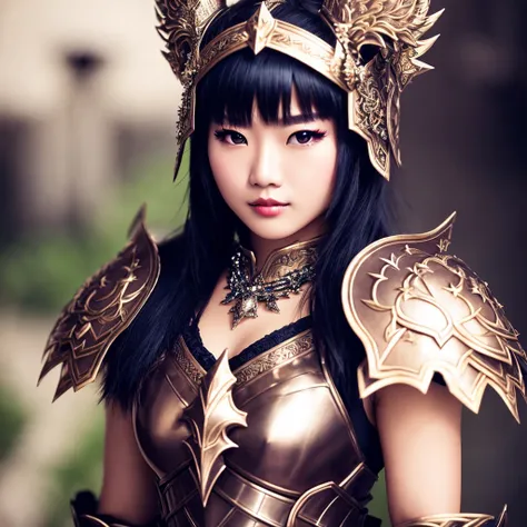 Masterpiece, high quality, 4K, beautiful design, shiny, from above, top angle, (redshift style:1.1), (analog style:1.1), sexy, realistic, photo shoot, professional, high contrast, Asian woman,[Marin Kitagawa|Jisoo Blackpink], 1girl, solo, expressive look, HDR, highest quality, sharp focus, looking at viewer, facing viewer, 8k, blue eyes, wearing WAR_glam armor, armor decorated with jewels, warrior armor, helmet, barbarian armor, final fantasy xiv setting, <lora:WAR_Glam:0.655>, (closeup:1.2), (extreme closeup:1.2), face focus,