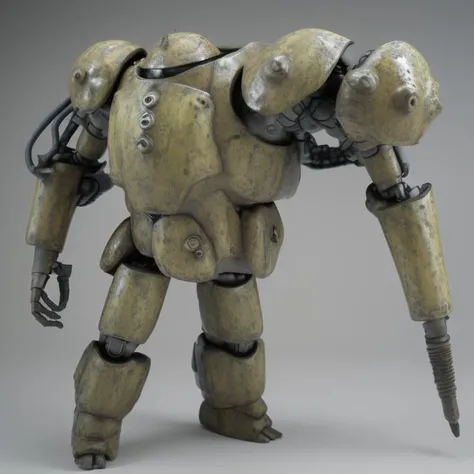 ((full body)), ((front view)) of mecha (makoto), model kit, matte, (highly detailed, heavy textures, best quality:1.3) <lora:Mecha:1>
