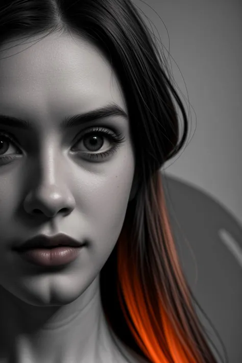 (half of face hidden in shadows:1.5), an expert photograph of a young lady looking like Analuk22, strong side red light,