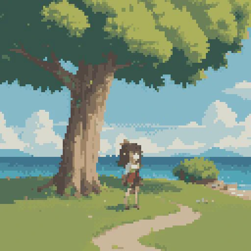 (masterpiece, top quality, best quality), pixel,pixel art, girl standing under a tree in an island,
<lora:pixel_f2:0.5>