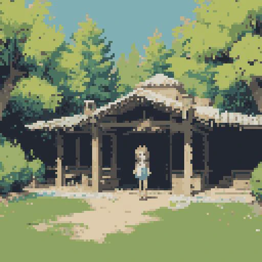 girl standing under a tree in an island, (masterpiece, top quality, best quality), pixel,pixel art,
<lora:pixel_f2:0.5>