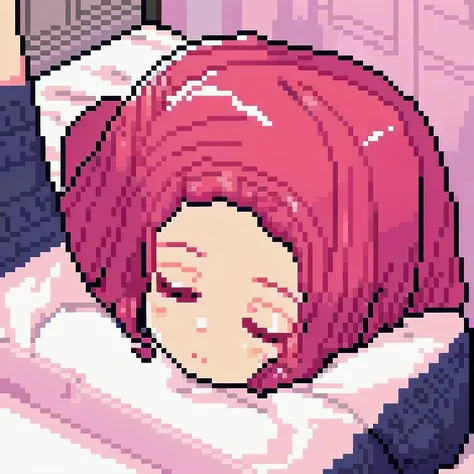 Pixel art, 1girl, cute, room, bedroom, bed, sleeping,
