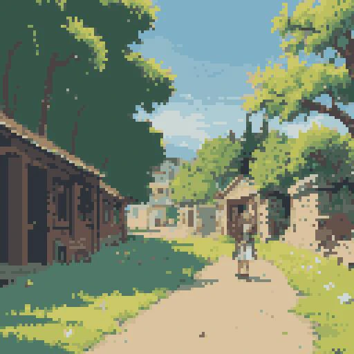 girl standing under a tree in an island, (masterpiece, top quality, best quality), pixel,pixel art,
<lora:pixel_f2:0.5>
