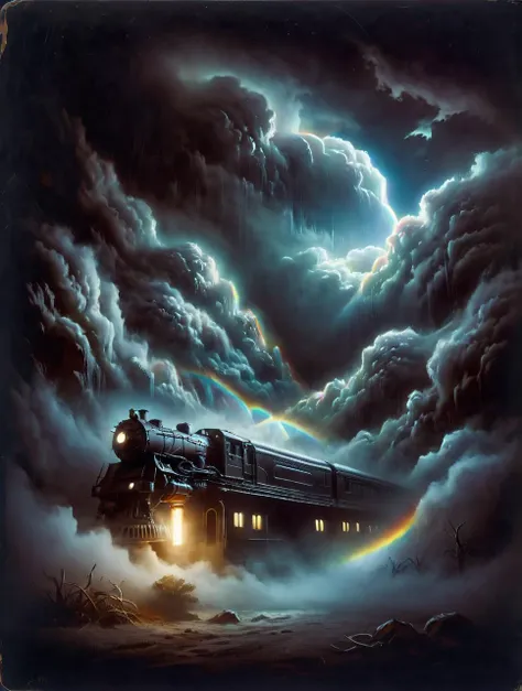 ais-sinisterz of a Unadvised "The Rainbow of "Gone with the Zephyr"", Neon Light, F/1.8, <lora:Sinister_Style_SDXL:1>