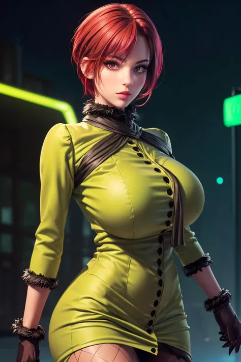 masterpiece, best quality, finely detailed, high resolution, extremely detailed and beautiful, 1girl, (blue eyes),red hair, anime girl, hidden room, (huge breasts), sitting,long black dress, short hair,holding cigar in right hand,masterpiece, best quality, finely detailed, high resolution, extremely detailed and beautiful, 1girl, (blue eyes),red hair, anime girl, , (huge breasts), sitting,long red dress, short hair, holding a cigarette in her right hand, cyberpunk city background