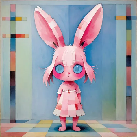 standing pink furry rabbit girl <lora:ToraFurry_XL_p1-v1:0.9>
,Paul Klee,
nervous