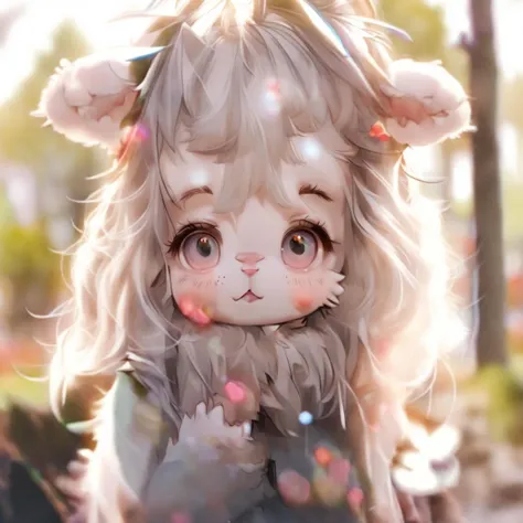 furry girl walking in a park, animal ears, animal nose, furry female, kawaii, kawaii pose,animal ear fluff, white hair, high detail uhd canon mark4 photo realistic picture <lora:ToraFurry_XL_p1-v1:1.5>