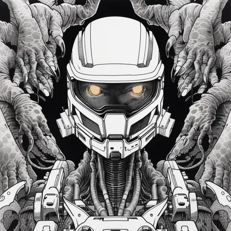 Master Chief,headshot portrait,maniacal laughter,junji ito style,inked,horror manga,,, 8k, 4k, (highres:1.1), best quality; , detailed, realistic, 8k UHD, high quality, lifelike, precise, vibrant, absurdres, SimplepositiveXLv1 art by Junji Ito", "Junji Ito style", "manga", "inked", "horror <lyco:XL_itoStyleLycoris:1.0>