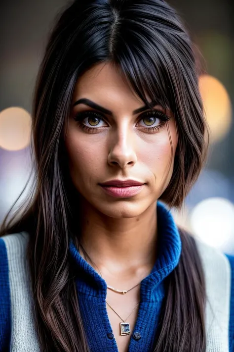 photo of beautiful (brand1andews-130:0.99), a woman in a (movie premiere gala:1.1), perfect hair, wearing (blue sweater vest:1.1), ((Urbancore:1.1)), modelshoot style, (extremely detailed CG unity 8k wallpaper), professional majestic (photography by diane arbus:1.1), (Yashica T4 Camera), 24mm, exposure blend, hdr, faded, extremely intricate, High (Detail:1.1), Sharp focus, dramatic, soft cinematic light, (looking at viewer), (detailed pupils), (upper body), 24mm, 4k textures, soft cinematic light, adobe lightroom, photolab, elegant, ((((cinematic look)))), soothing tones, insane details, hyperdetailed, low contrast