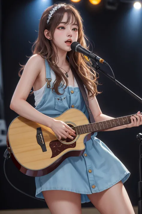 8k,highres,absurdres,masterpiece,best quality,original,extremely detailed CG,extremely detailed wallpaper,perfect lighting,<lyco:GoodHands-beta2:1>,
1girl,solo,blurry_background,standing on the stage,
<lora:guitar_v_acoustic:0.7>,playing guitar,guitar,