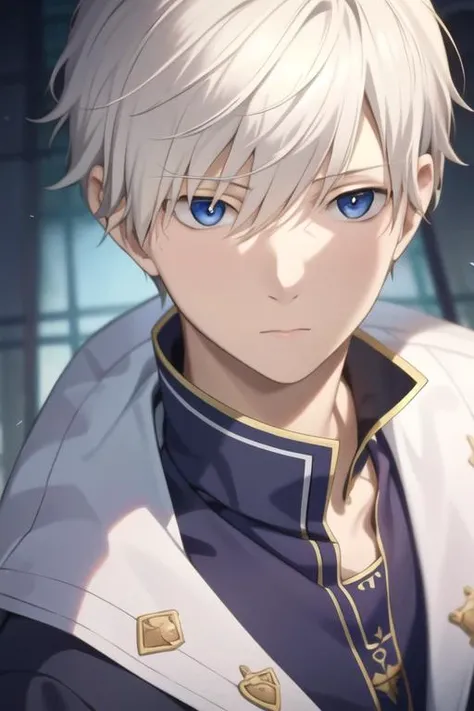masterpiece, best quality, high quality, <lora:zen_wistalia:0.75>, zen_wistalia, 1boy, solo, male focus, looking at viewer, white_hair, anime coloring