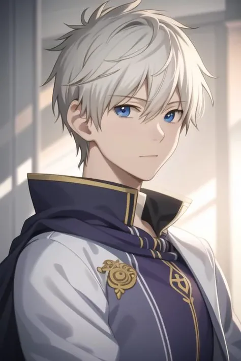 masterpiece, best quality, high quality, <lora:zen_wistalia:0.75>, zen_wistalia, 1boy, solo, male focus, looking at viewer, white_hair, anime coloring