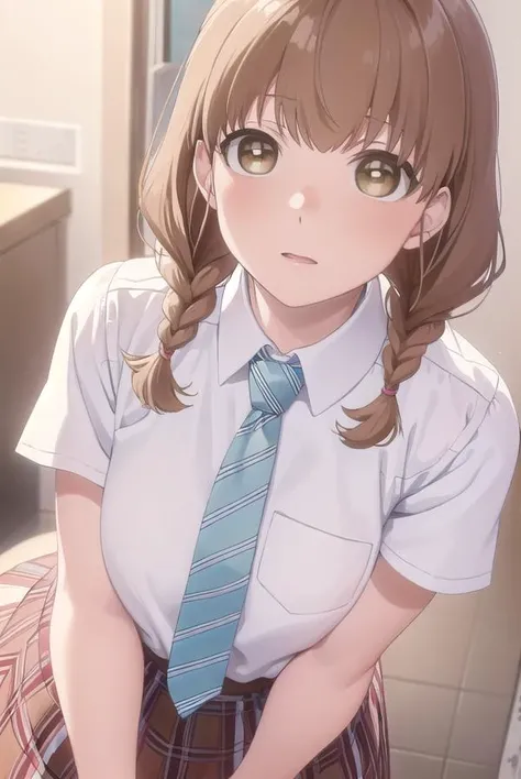 momokosudou, <lora:momoko sudou s1-lora-nochekaiser:1>,
momoko sudou, brown hair, (brown eyes:1.5), braid, twin braids,
BREAK skirt, shirt, school uniform, white shirt, short sleeves, necktie, striped, collared shirt, shirt tucked in, striped necktie,
BREAK indoors, classroom,
BREAK looking at viewer, (cowboy shot:1.5),
BREAK <lyco:GoodHands-beta2:1>, (masterpiece:1.2), best quality, high resolution, unity 8k wallpaper, (illustration:0.8), (beautiful detailed eyes:1.6), extremely detailed face, perfect lighting, extremely detailed CG, (perfect hands, perfect anatomy),