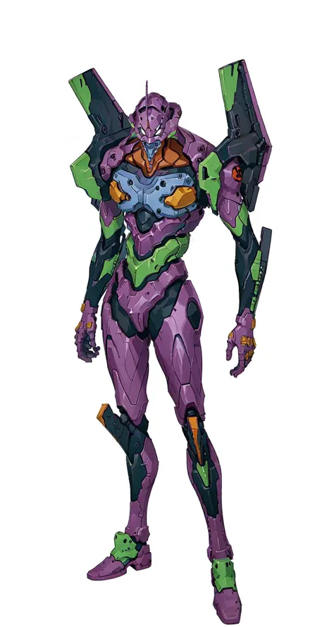 eva 01, evagod, evangelion mecha, science fiction, looking at viewer, (official art, Best quality, masterpiece:1.2), illustration, high res, Minimalism, <lora:EVAIII:0.6>