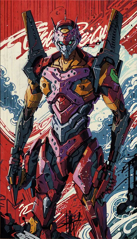 eva 00, evagod, evangelion mecha, science fiction, looking at viewer, (official art, Best quality, masterpiece:1.2), illustration, high res, beautiful abstract background, Futurism, <lora:EVAIII:0.6>