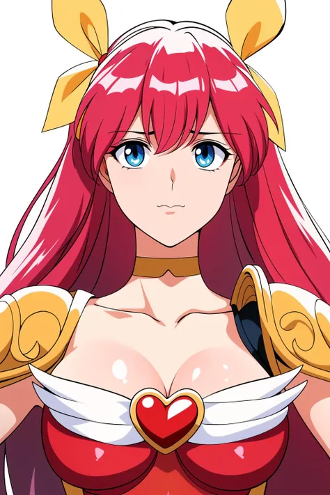 Simple White Background,
a heart on her chest,red dress ,yellow gloves,choker,shoulder armor,
<lora:Momoko_Hanasaki_WeddingPeach-KK77-V3:0.7>,magical girl,jewelry,yellow_hair_ribbon,
Pink_hair, long_hair,blue_eyes,Bangs,
<lora:Oda_Non_Style-KK77-V2:0.3>,<lora:more_details:0.1>,
1 girl, 20yo,Young female,Beautiful Finger,Beautiful long legs,Beautiful body,
Beautiful Nose,Beautiful character design, perfect eyes, perfect face,expressive eyes,perfect balance,
looking at viewer,(Focus on her face),closed mouth, (innocent_big_eyes:1.0),(Light_Smile:0.3),
official art,extremely detailed CG unity 8k wallpaper, perfect lighting,Colorful, Bright_Front_face_Lighting,White skin,
(masterpiece:1.0),(best_quality:1.0), ultra high res,4K,ultra-detailed,
photography, 8K, HDR, highres, absurdres:1.2, Kodak portra 400, film grain, blurry background, bokeh:1.2, lens flare, (vibrant_color:1.2),professional photograph,
(Beautiful,large_Breasts:1.4), (beautiful_face:1.5),(narrow_waist),