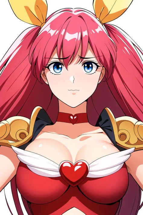 Simple White Background,
a heart on her chest,red dress ,yellow gloves,choker,shoulder armor,
<lora:Momoko_Hanasaki_WeddingPeach-KK77-V3:0.7>,magical girl,jewelry,yellow_hair_ribbon,
Pink_hair, long_hair,blue_eyes,Bangs,
<lora:Oda_Non_Style-KK77-V2:0.3>,<lora:more_details:0.1>,
1 girl, 20yo,Young female,Beautiful Finger,Beautiful long legs,Beautiful body,
Beautiful Nose,Beautiful character design, perfect eyes, perfect face,expressive eyes,perfect balance,
looking at viewer,(Focus on her face),closed mouth, (innocent_big_eyes:1.0),(Light_Smile:0.3),
official art,extremely detailed CG unity 8k wallpaper, perfect lighting,Colorful, Bright_Front_face_Lighting,White skin,
(masterpiece:1.0),(best_quality:1.0), ultra high res,4K,ultra-detailed,
photography, 8K, HDR, highres, absurdres:1.2, Kodak portra 400, film grain, blurry background, bokeh:1.2, lens flare, (vibrant_color:1.2),professional photograph,
(Beautiful,large_Breasts:1.4), (beautiful_face:1.5),(narrow_waist),