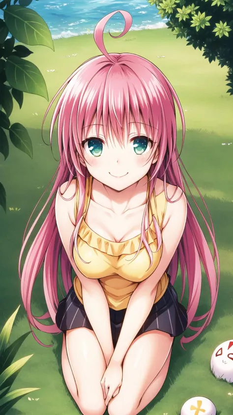 masterpiece, best quality, highres, BREAK,<lora:lala1:0.6>,,lala1,BREAK,
,gentle smile,classical cave daytime, , crimson, aerial view, kneeling,, knees,