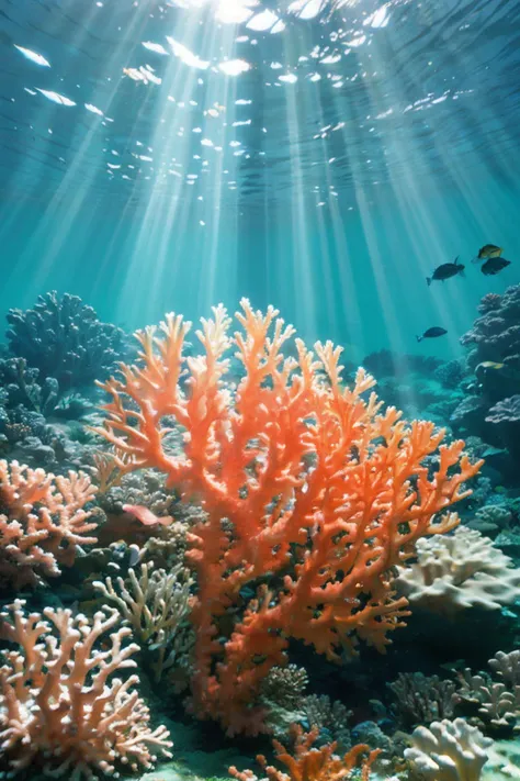 ((underwater)),(beautiful detailed water),((coral)),dynamic angle,floating,(detailed light),(splash),((fishes)),nature,(sunlight),(underwater forest),(bloom),(detailed glow),seaweed,fish,(((Tyndall effect))),panorama,