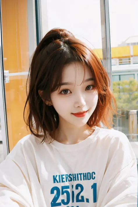 25 year old korean girl, beautiful face, smile, kpop idol