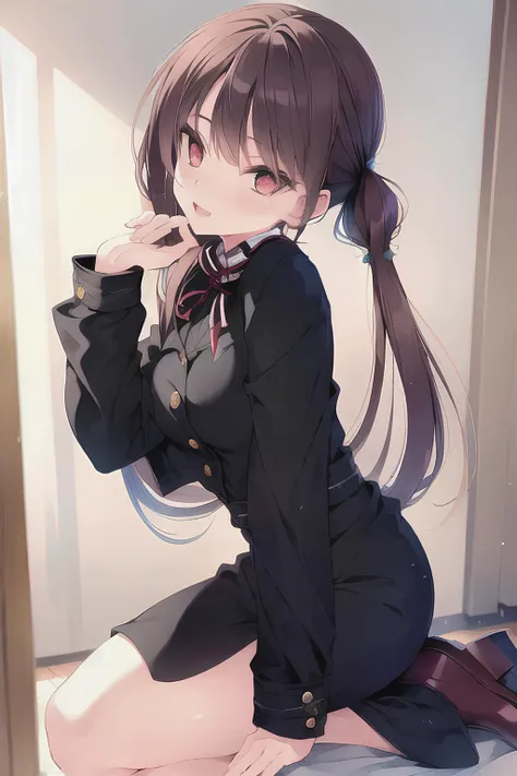 photorealisim、top-quality、超A high resolution、a picture、Extraordinary beautiful girl、Highlights of cheek luster、Detailed cute and beautiful face、(pureerosface_v1:0.008)、Beautiful bangs、Glowing white shiny skin、Bangs between the eyes、shiny and beautiful hair、Silky hair、finer hair、High-definition eyes、Beautiful, Bright and clear, Small eyes、eye liner、Double eyelids、Full body like、red blush、embarrassed from、shiny little necklace and earrings, shiny lips: 1.4, (Shy laughter)、Kamimei、red blush、Tears are embarrassing ((red knit turtleneck)), ((Blue lace panties)) ((plated blue skirt))、((Open knees))、((open one's legs))、((Disheveled clothes))、((Dressing))、Puffy nipple、Neat and clean female 20-year-old female teacher red hair, ponytail, bangs flowing diagonally, Medium Wave Long Hair, (yellow eyes), huge breast size, (sit on stairs), (black stocking).