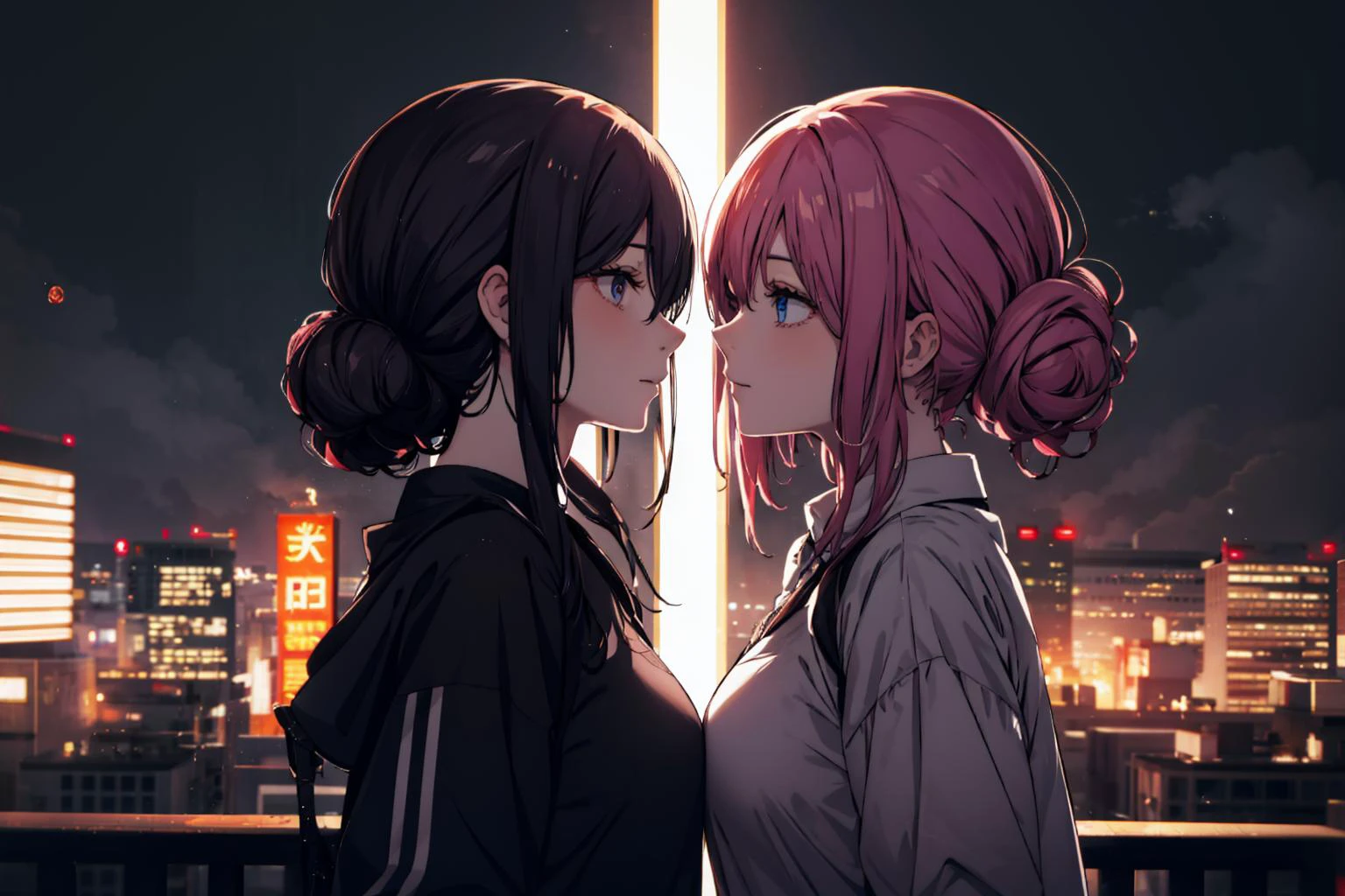 2girls, best quality,masterpiece, HDR,UHD,8K,Vivid Colors, extreme detail description,
BREAK
1girl, <lora:chainsaw makima s1-lora-nochekaiser:1>,
BREAK
1girl, <lora:rezetest:1> reze,